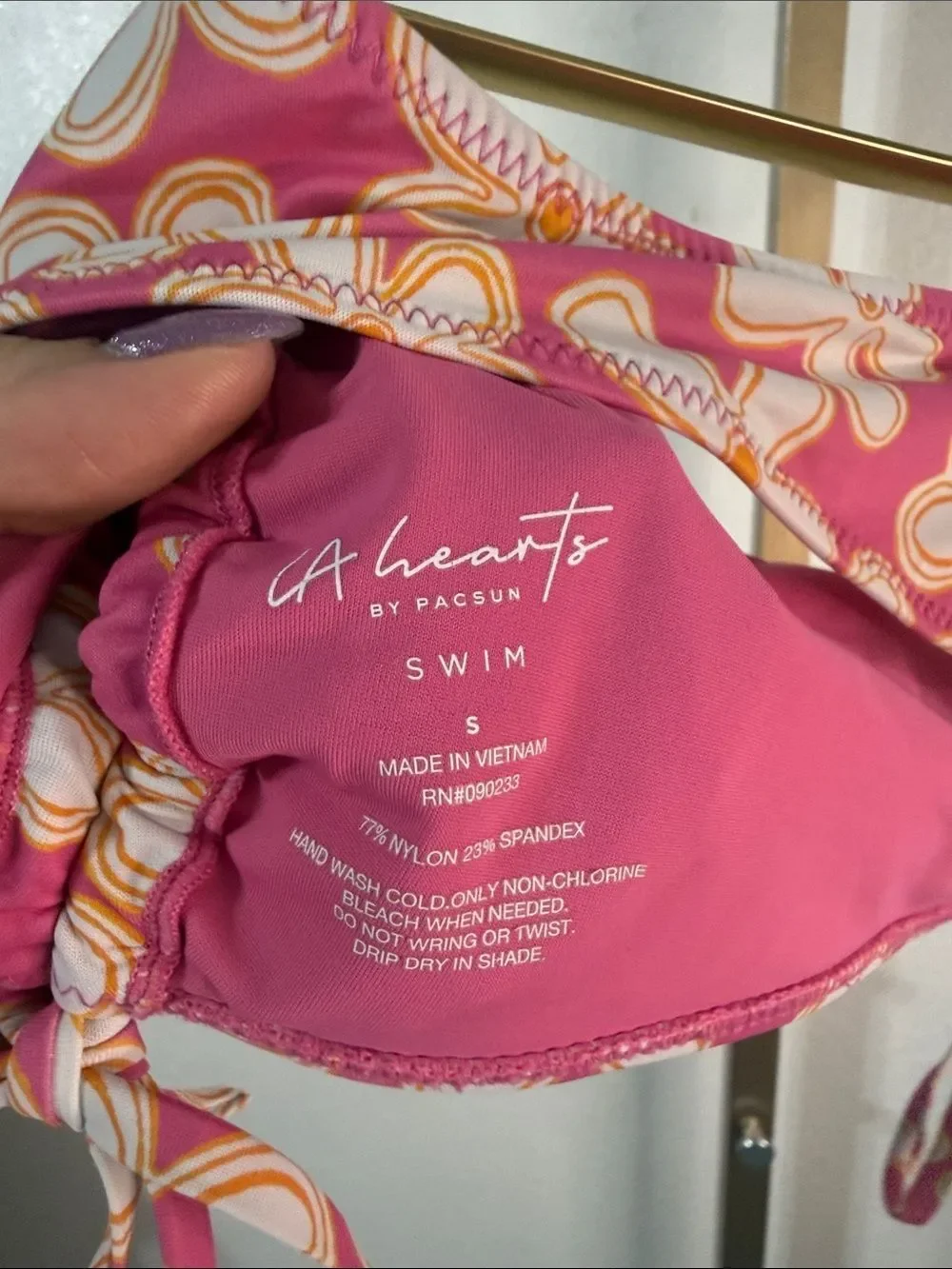 LA Hearts- Pink Floral Tie-Side Bikini set- size Small/XS